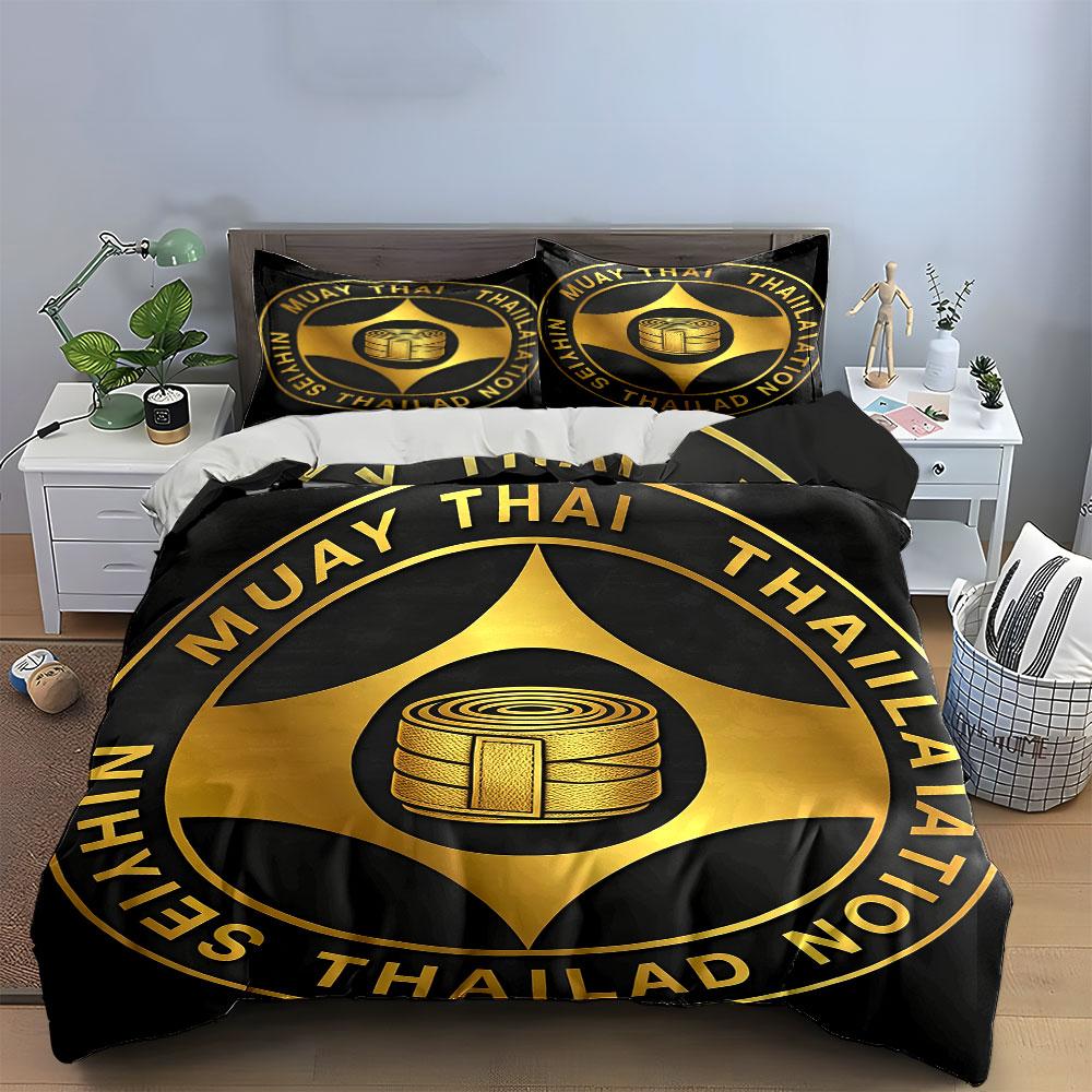 Muay Thai Training Accessories Set Soft Comfortable Duvet Cover Bedding Set Included 1*Duvet Cover & 2*Pillowcases, Gift EU Twin 135X200cm&set