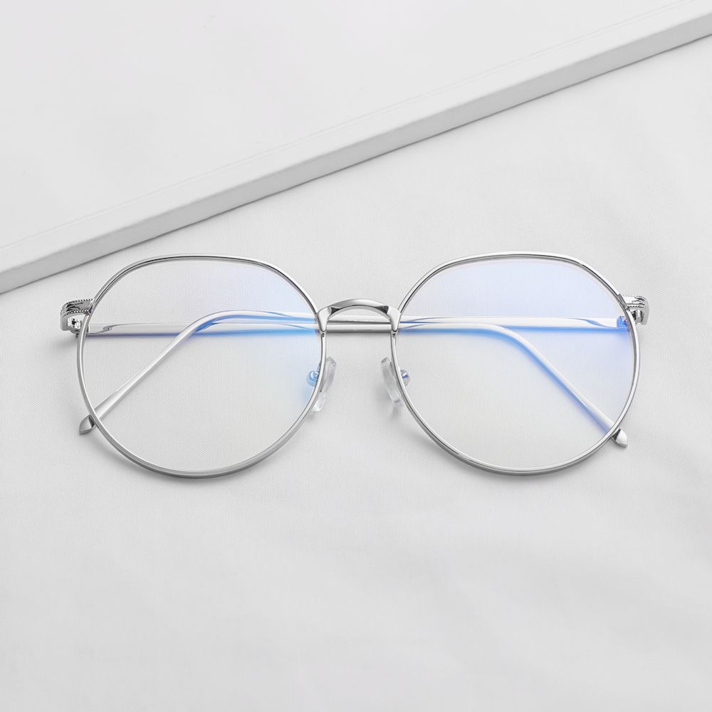 

Компьютерные винтажные круглые металлические очки для защиты глаз с защитой от синего света, сверхлегкая оправа Black Silver