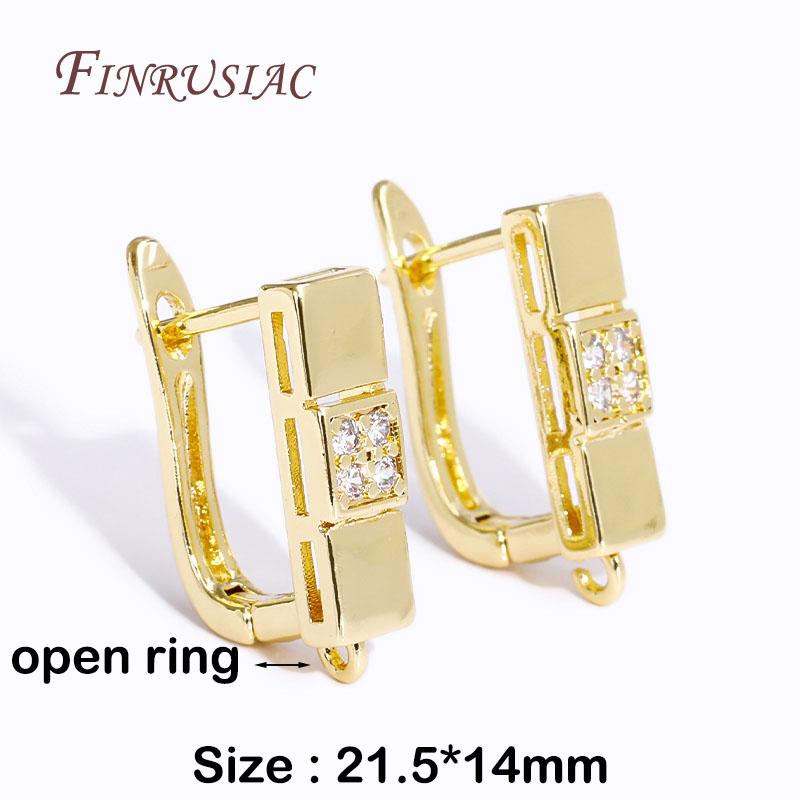 Basic Copper Earwires Fasteners Fittings 18K Gold Plated Inlay Zircon Earring Clasp Hooks for DIY Fashion Women Earrings Making