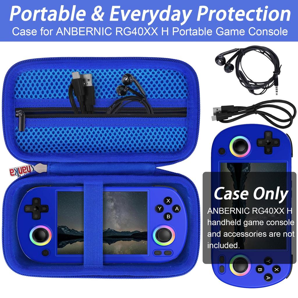 Khanka Hard Case for ANBERNIC RG40XX H Handheld Game Console (Blue)