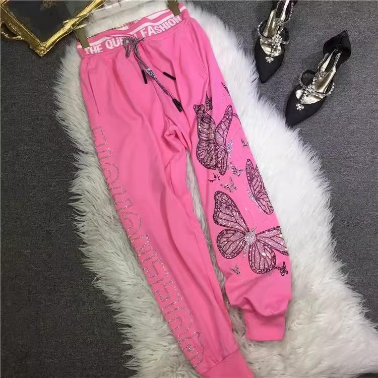 Nadměrná velikost Těžké Horké Diamanty Kalhoty na pocení s vysokým pasem pro zeštíhlení pro ženy na podzim/zimu