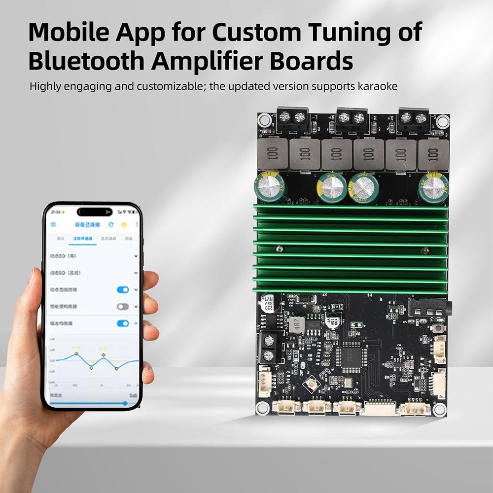 TPA3116 Bluetooth Amplifier Board 2.1 Channel 2x50W+100W High Power with Mobile App Tuning for Home Karaoke DIY Audio