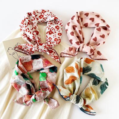 New Summer Style Cotton and Linen Small Square Scarf for Women Korean Style Fashion Japanese and Korean Small Silk Scarf Fresh Personalized Scarf