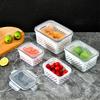 3PCS Crisper Box Airtight Food Storage Containers with Removable Drain Basket Stackable Meal Prep Containers for Fruits And