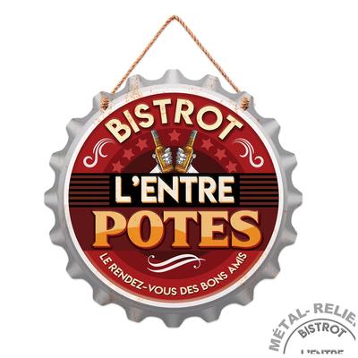 [A1353] - Kovová doska kapsuly 'Bistrot l'Entre Potes' 3D reliéf - 30 cm