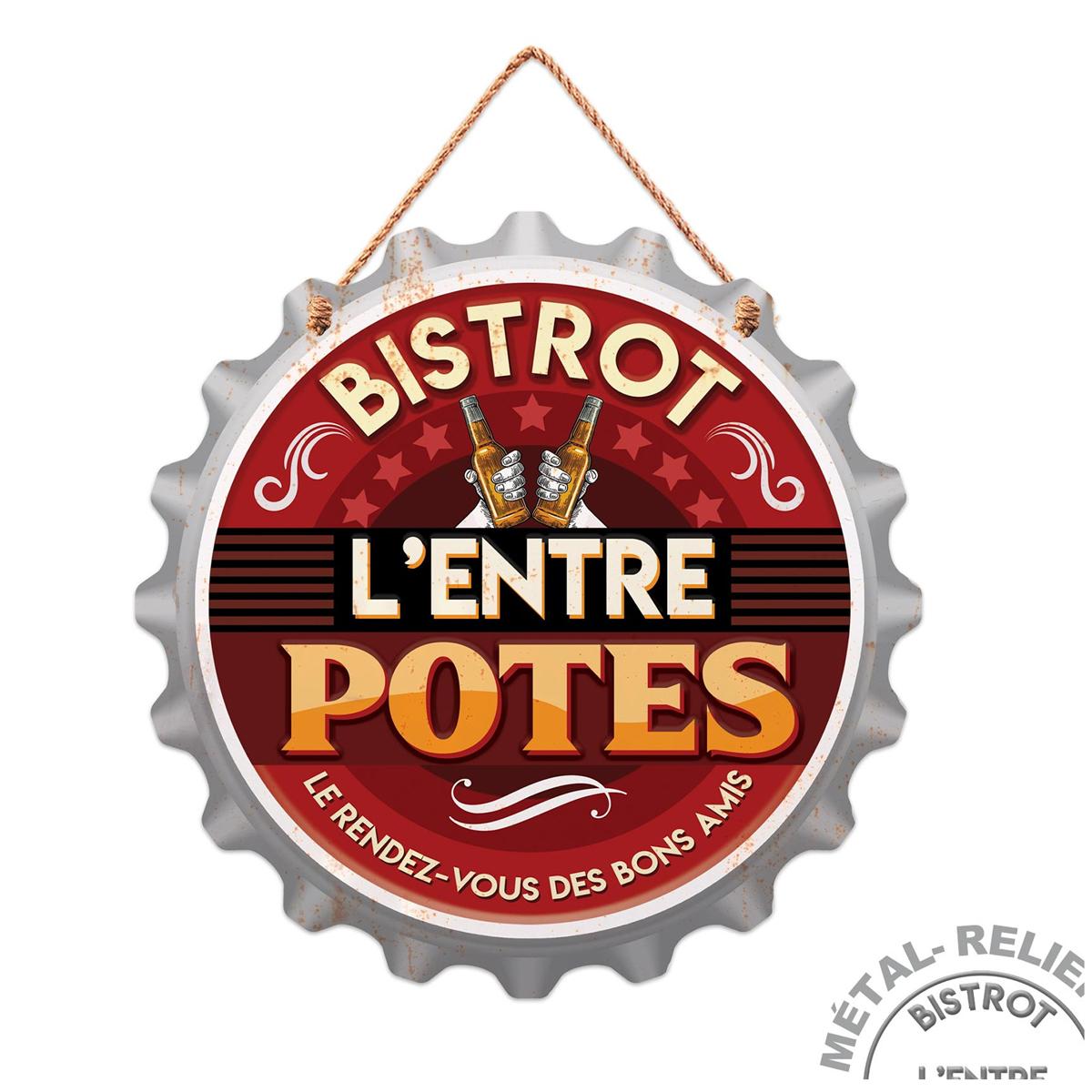 

Les Trésors De Lily [A1353] - Металлическая тарелка-капсула Bistrot l Entre Potes 3D-рельеф - 30 см