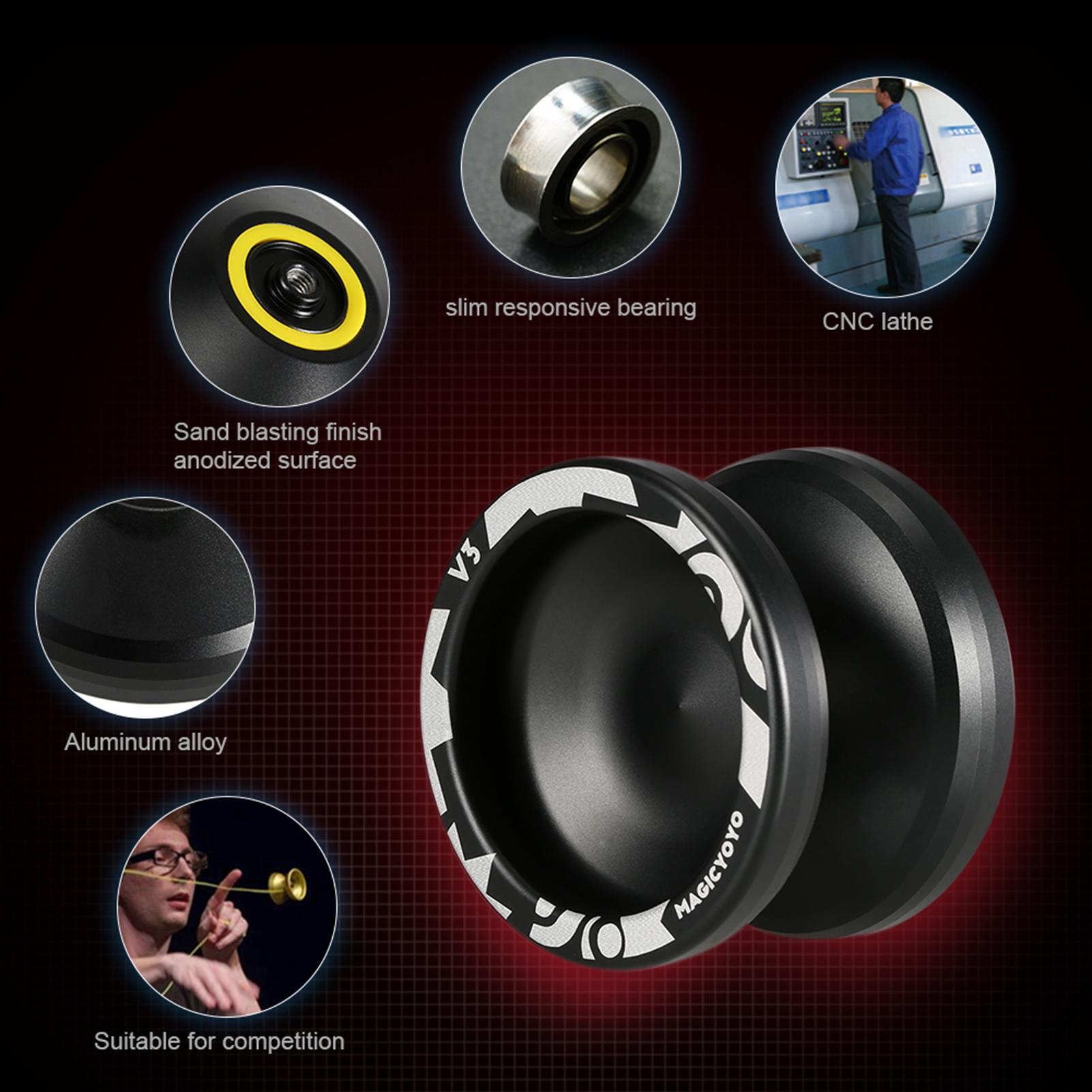 

Magic Yoyo V3 Responsive High speed Aluminum Alloy Yo yo CNC Lathe with Spinning String for Boys Girls Children Kids чёрный