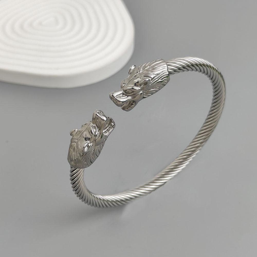 Stainless Steel Letter X Inlaid Zirconium Twist Rope Steel Wire Rope Opening Bracelet Women's Cable Bracelet Party Daily Jewelry