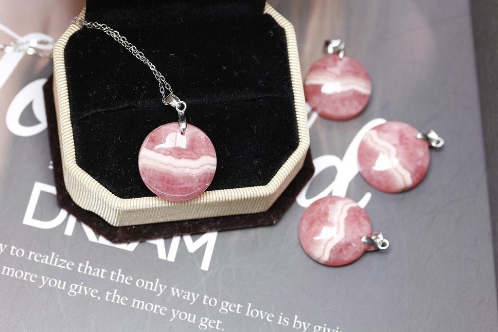 KOUOKU Old Inca Rose Pendant Necklace K18 Gold Plated Silver S925 Engraved Ring Metal Allergy Friendly Natural Stone Power Stone [K Memories]