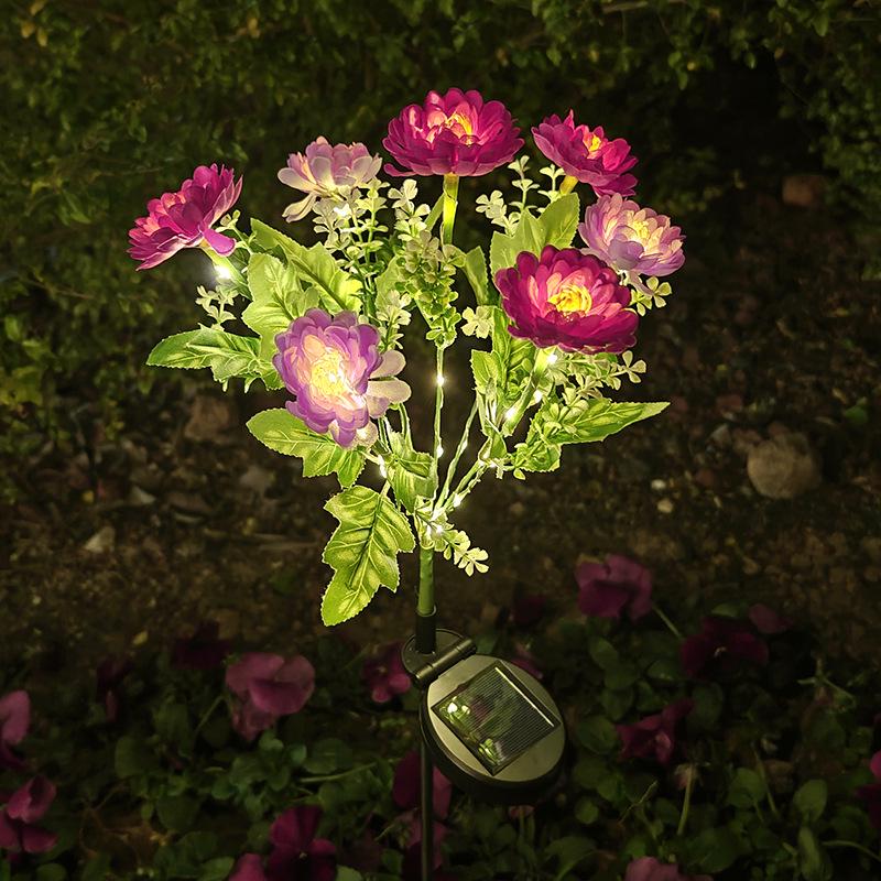 Solar Snow Lotus Lawn Lamp for Outdoor Garden and Villa Decor Alloy Wire (opp bag)
