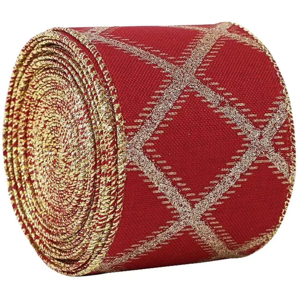 

Christmas Ribbon Cloth Strip 6 3 Centimeters Wide 2 Meters Long with Festive Elk and Plaid Print for Wrapping Gifts