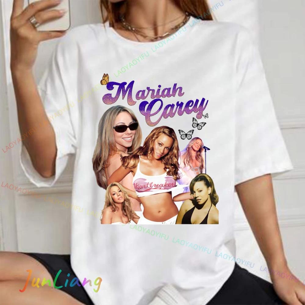 Maglietta Hip Hop Musicale Mariah Carey unisex Mistero casual girocollo manica corta Harajuku Y2K abbigliamento classico