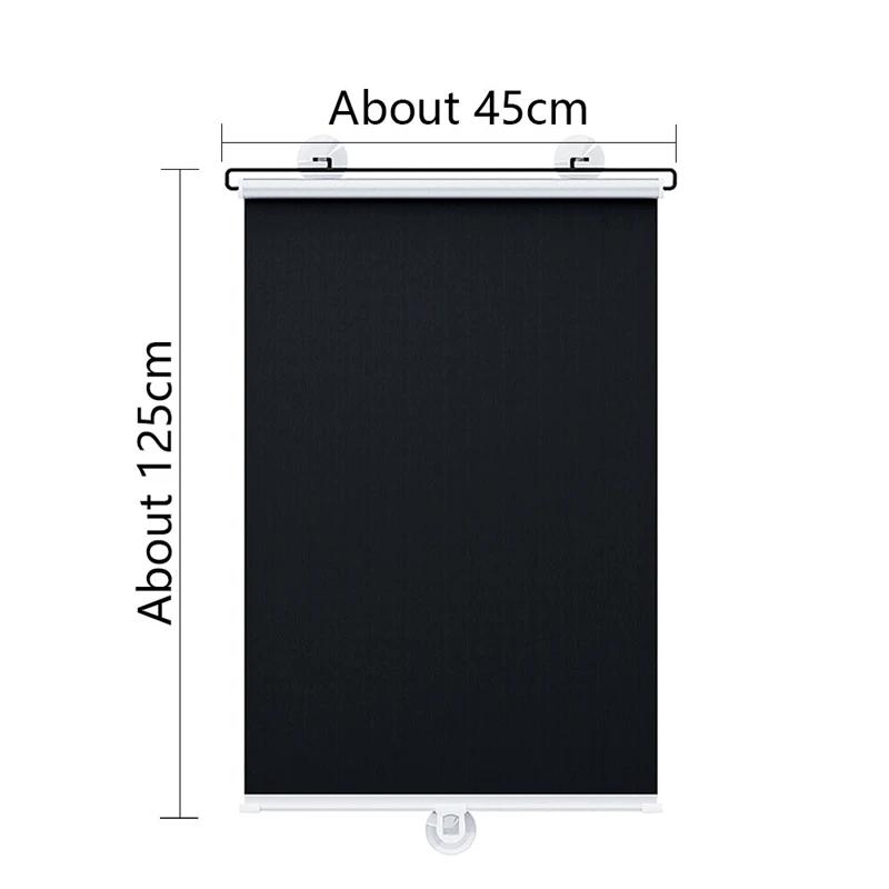 No Drilling Retractable Roller Window Shades Silver Coating Black Blackout Blind Shade Temporary Cover Curtain for Home Car