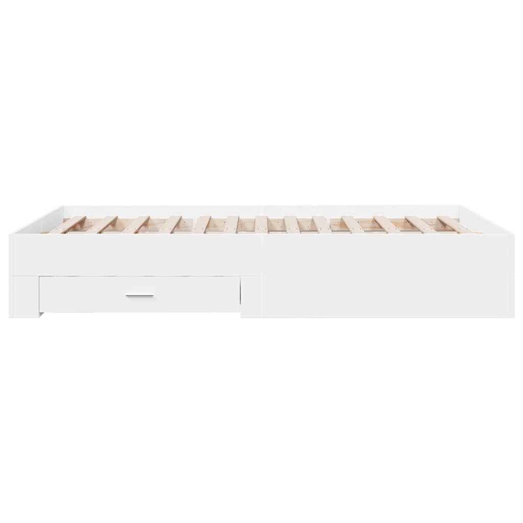 vidaXL Bed Frame with Drawers White 140x190 Cm Wood Material