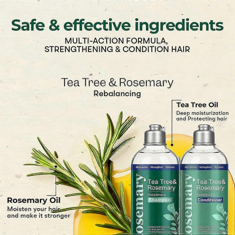 Tea Tree & Rosemary Shampoo & Conditioner Set, Refreshes & Rebalances Hair and Scalp - For Oily/Normal Hair - Tea Tree Leaf Oil, Rosemary Leaf Extract