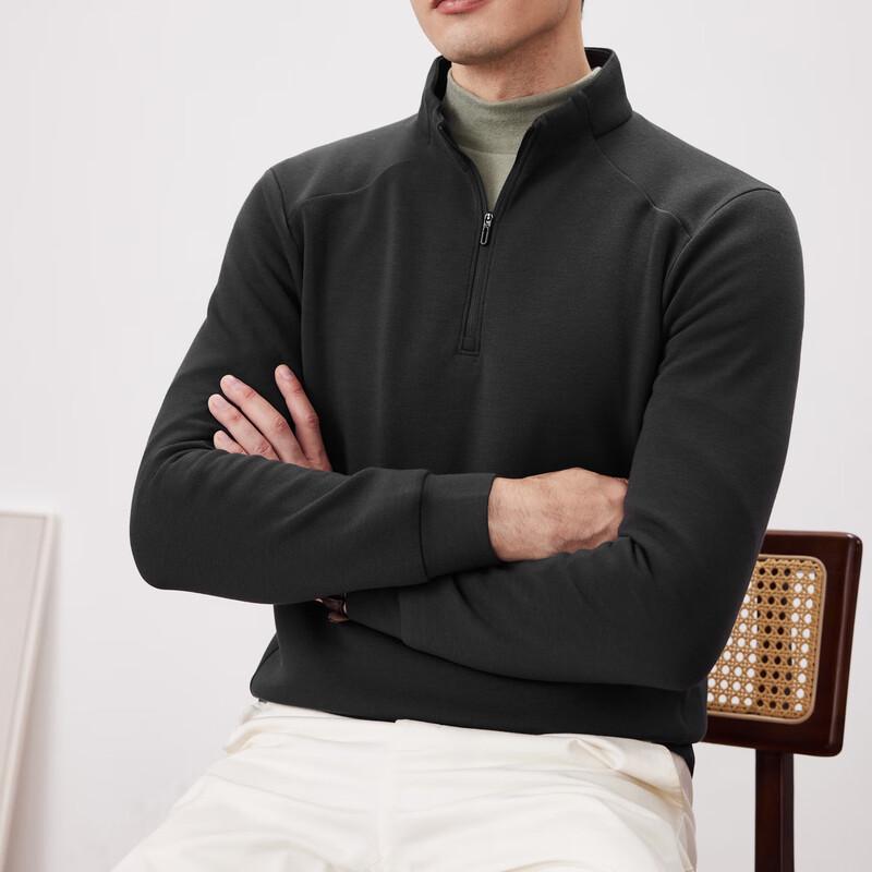 Shanshan Men's Cashmere Blend Thickened Mock Neck Sweatshirt