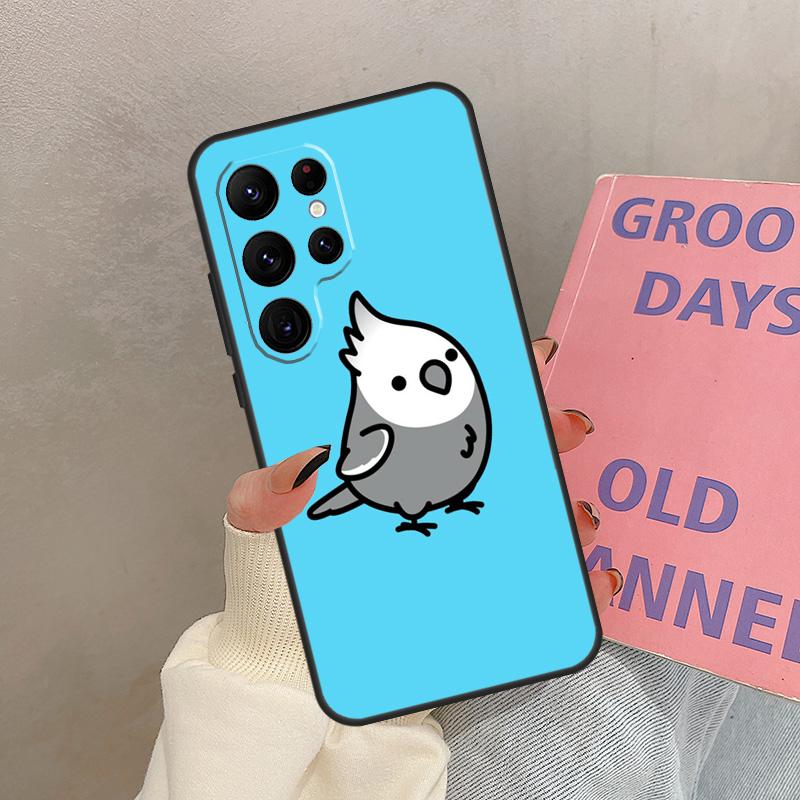 Cartoon Animal Chubby Cockatiel Case For Samsung Galaxy S25 Ultra S20 S21 S22 S23 S24 Ultra S9 S10 Plus S25 FE Cover Coque