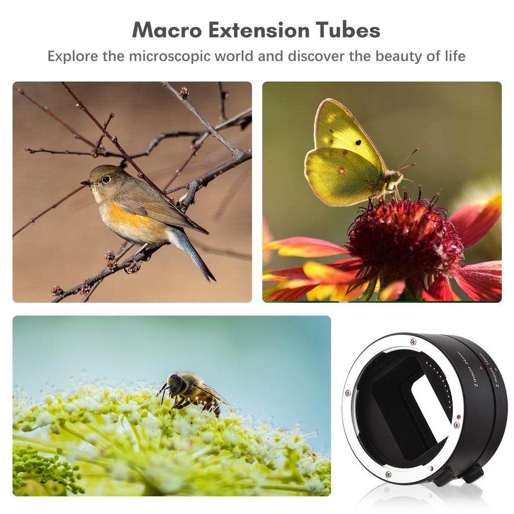 Auto Focus Automatic Extension Tubes 12mm + 24mm Z Mount Macro Photography Tube Compatible with Nikon Z50 Z5 Z6 Z6II Z7