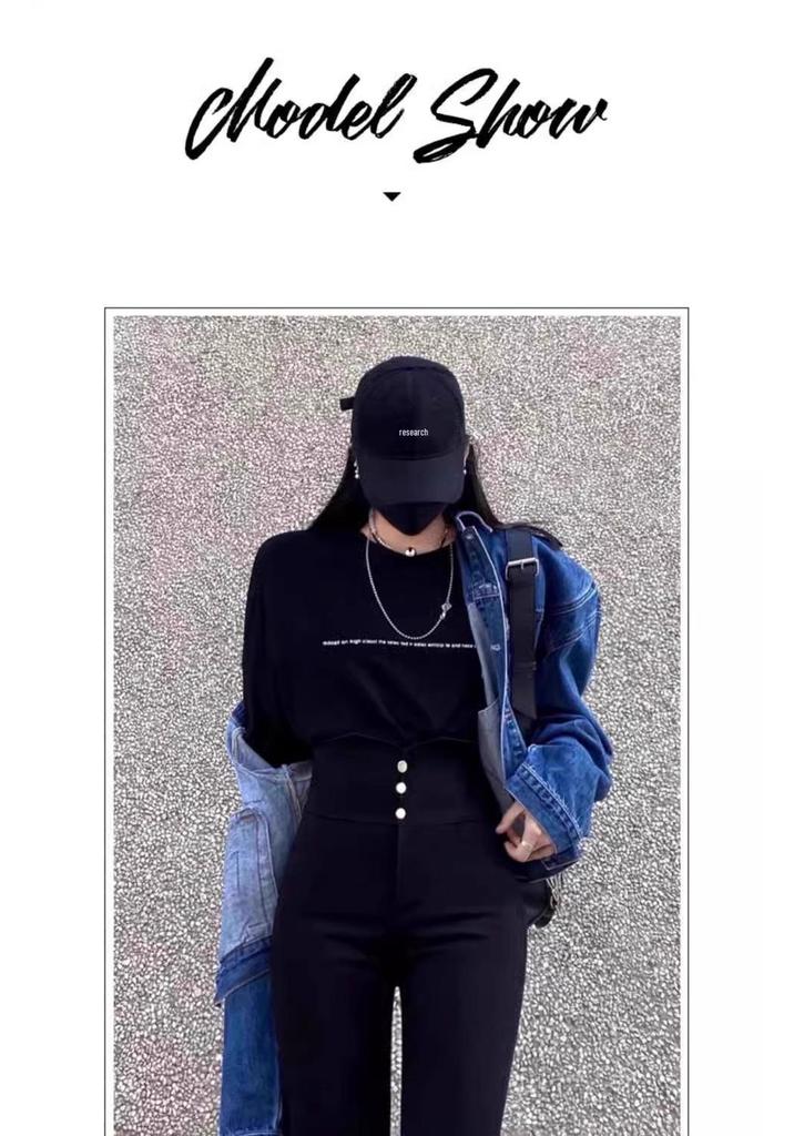 High-Waisted Black Base Layer Pants for Women - Plus Size, Thickened, Elastic, Perfect for Spring & Autumn, Ideal with Boots.
