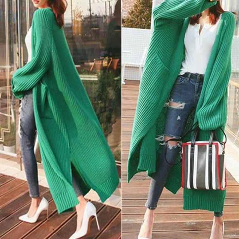 Spring Oversize Knitting Women Long Sweaters V-neck Loose Cardigan Thick Warm Coats Female New Trendy Casual Ladies Clothes