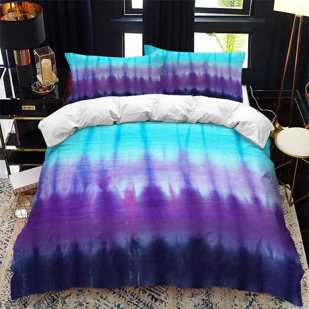 Color Tie Dyeing Double Bed Soft with Soft Fabric Duvet Cover Set Quen Calico Twin Sized Dimensions Warm Comforter Beding Set Single Complete Set