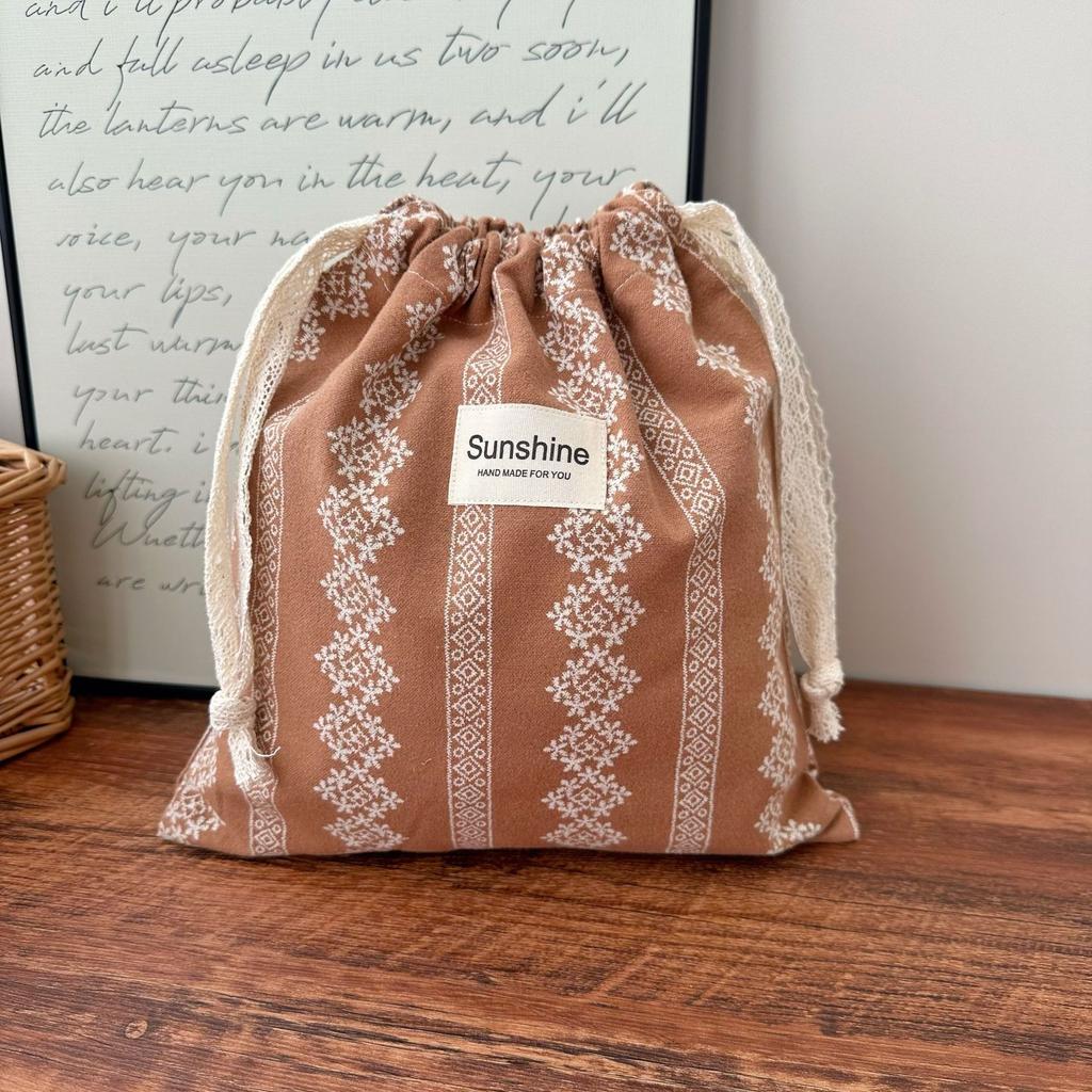 Retro Abraded Cotton Baby Items Storage Bag Diaper Pouch Drawstring Bundle Bags Cosmetic Portable Travel Makeup Bags