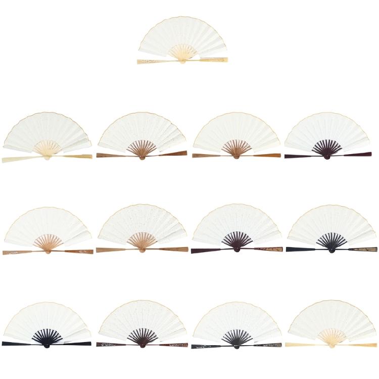Blank Rice Paper Sprinkle Wood Handle Elegant Hand Folding Stage Fan