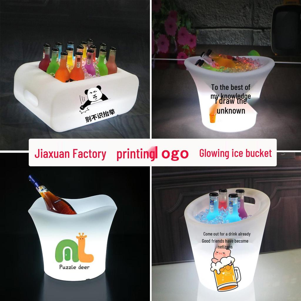 LED Ice Bucket with Logo - Illuminated Champagne and Wine Holder for Events and Exhibitions