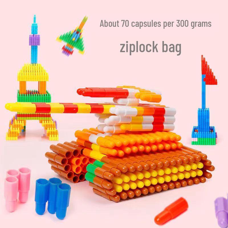 Large Rocket Bullet Head Building Blocks for Kids - Plastic Interlocking Pieces for Educational Play