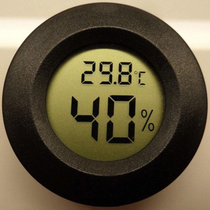 New Round Digital Cigar Humidor Temperature Hygrometer Thermometer Tool Black