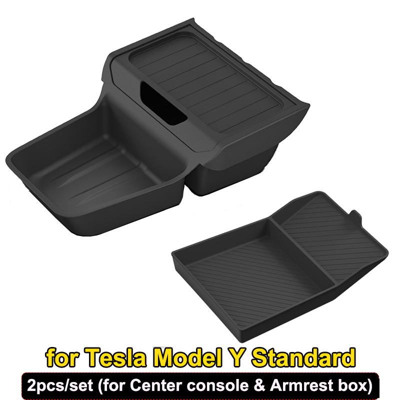 for Tesla Model Y Standard 2026 Accessories Center Console Storage Organizer Box Armrest Box Storage Tray Protection Mat