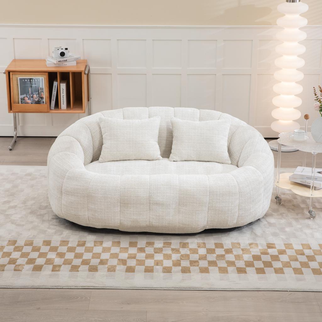 Bean Bag Sofa Lazy Sofa Durable Comfort Lounger High Back Chair for Adults and Children, Indoor & Outdoor, Soft Lounge Chair (Beige Chenille)