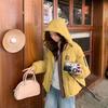 Cotton-padded women's coat new hooded bread clothes big pockets color matching winter loose short fashion cotton clothes