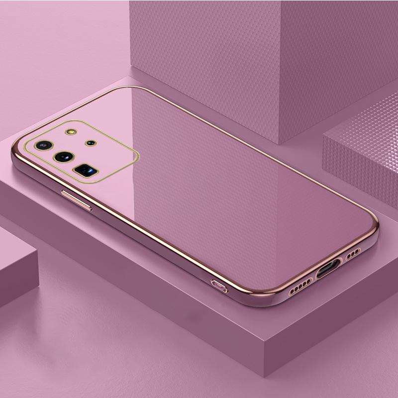 

Простий plating м який чохол для телефону для Samsung Galaxy S24 S23 S22 S21 S20 FE S10 Note 20 10 Ultra Plus захист камери силіконова накладка For S24 фіолетовий