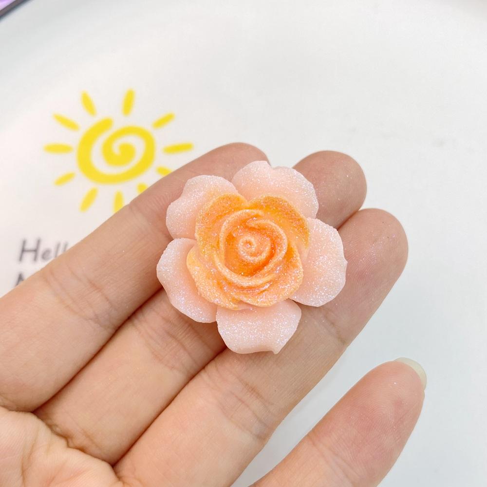 7Pcs New Mini Cute Shiny Roses Flat Back Resin Cabochons DIY Jewelry Craft Decoration Accessories