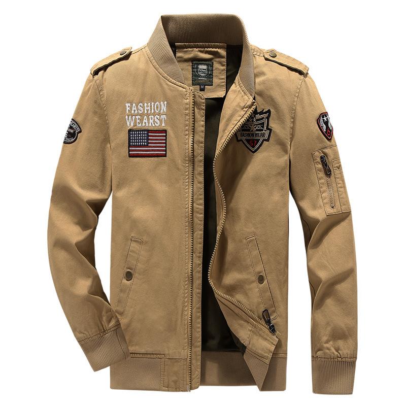 Abrigo para Hombre Chaqueta de Algodón Lavado Ropa de Trabajo Militar para Hombre Abrigo Casual de Otoño