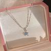 Shiny Blue Crystal Star Pendant Necklace for Women Girls Aesthetic Y2K Emo Zircon Charm Sweet Jewely Accessory Gift