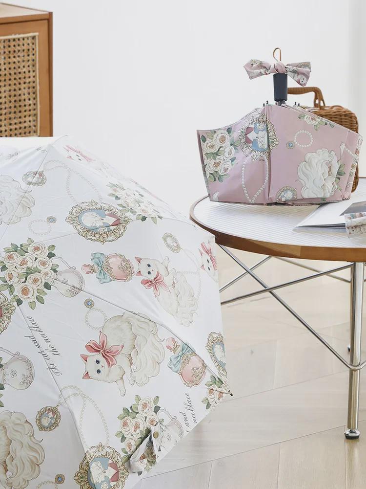 Bezaubernder Katzenschirm: Faltbarer Sonnenschutz mit Doppelfunktion und UV-Schutz für Damen