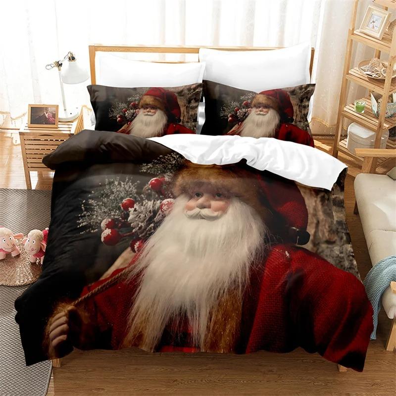 Santa Claus Bedding Set Duvet Cover New Year Gift Quilt Cover Boys Girls Bed Set Christmas Decorations House Bedding Set