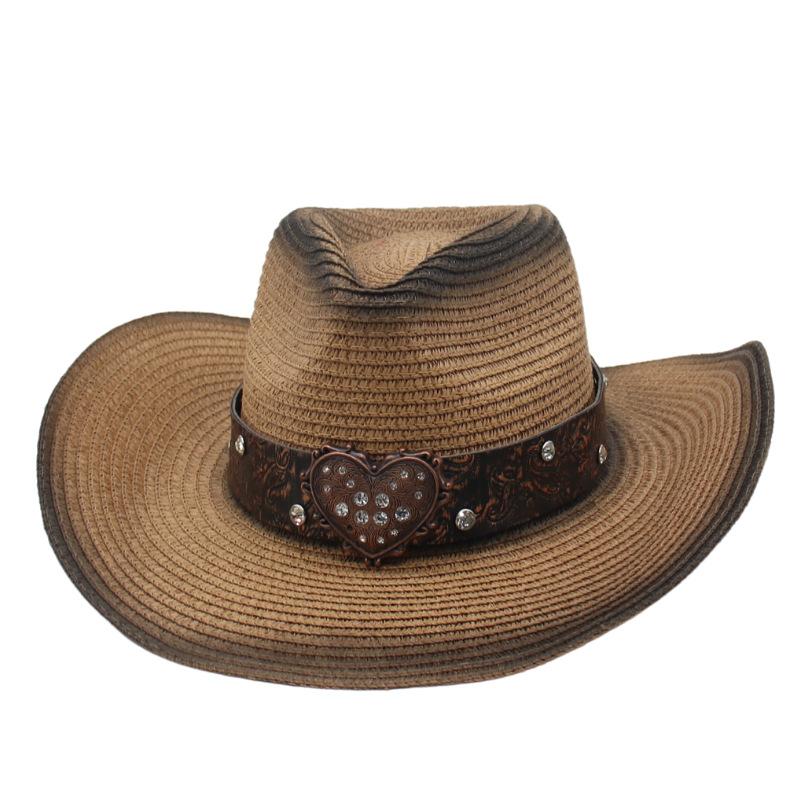 Ethnic Style Camping Sun Hat Hiking Mountain Hat Male Western Cowboy Big Love Straw Hat Female Mountain Climbing Sun Protection Hat