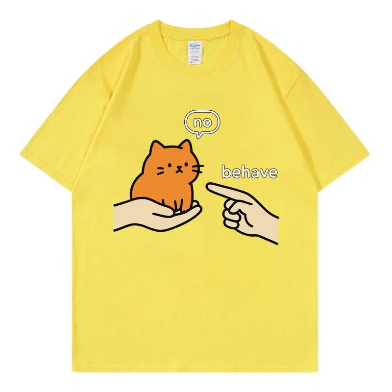 Behave No Orange Cat Meme Funny Tshirts High Quality Cotton Short Sleeve Tshirt Unisex Unisex Casual Fashion Oversized T Shirts