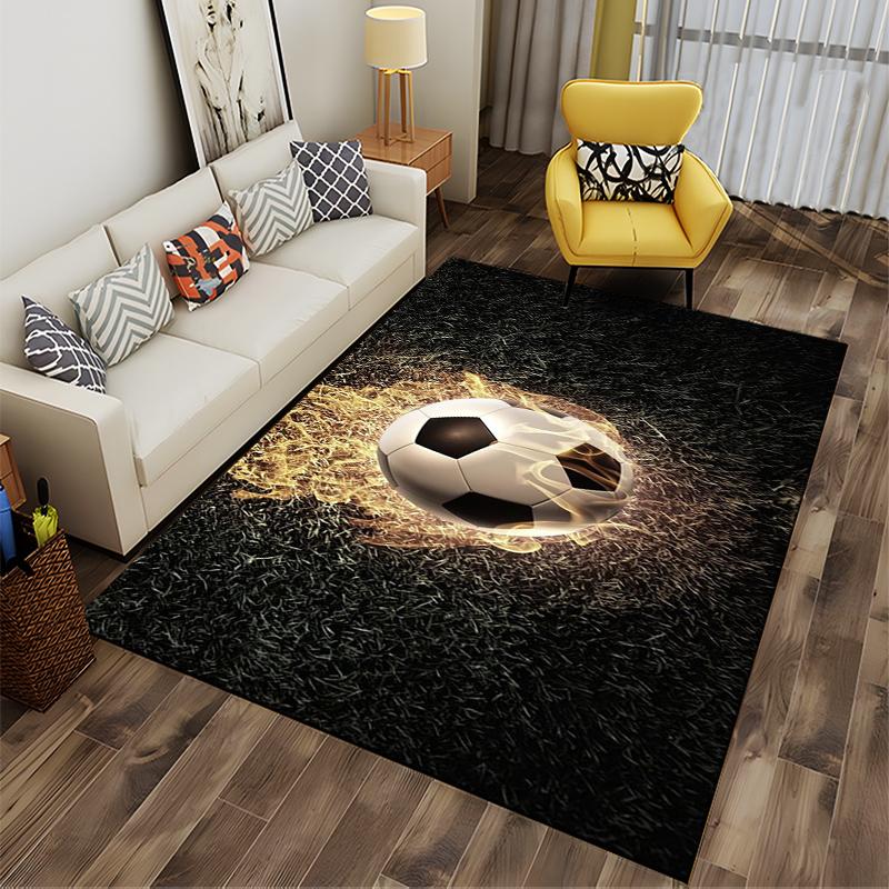 Flaming Soccer Ball Pattern Rug Suitable for use as an anti-slip game mat for living room and bedroom sofas
