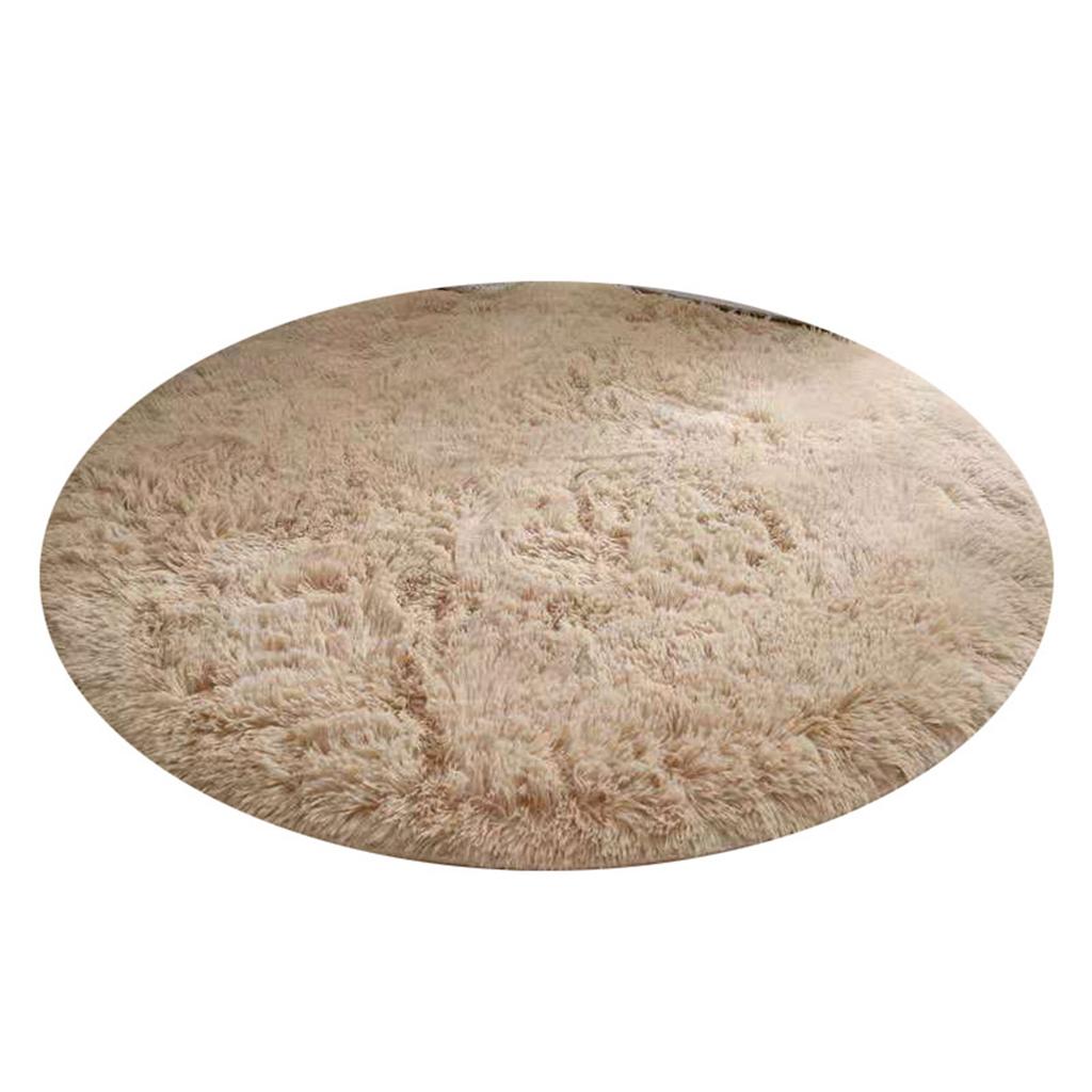 Floor Carpet Polyester Fiber Round Nordic Style Long Plush Soft Shaggy Rug for Home Bedroom Blue