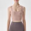 Women's Ribbed Slim-Fit Autumn/Winter Yoga Top with Chest Pads, Sexy Back Sports Bra