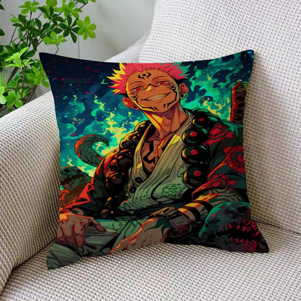 Poduszka Anime R-Ryomen S-Sukuna Poduszka Anime Pokrowiec na Poszewkę Poduszki na Kanapę Łóżko Zagłówek Pokrowiec na Poduszkę 45x45 Cm Modny