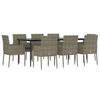 VidaXL Ensemble de salle à manger jardin 9pcs et coussins noir et gris 3185153