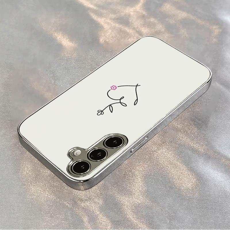 Silver plated glass phone case suitable for Samsung Galaxy S26 S25 S24 S23 S22 S20 FE/Ultra/Plus5G anti fall fashion