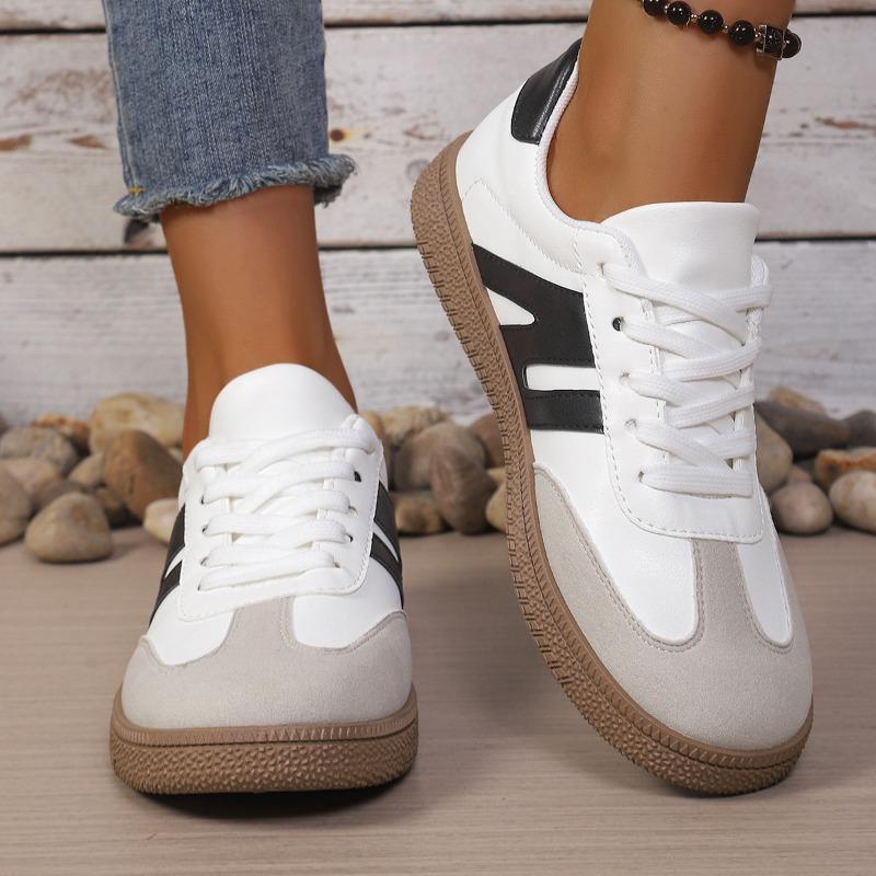 Women's Spring Flat Breathable Soft-Soled Versatile White Casual Sports Board Shoes, Training Style.
