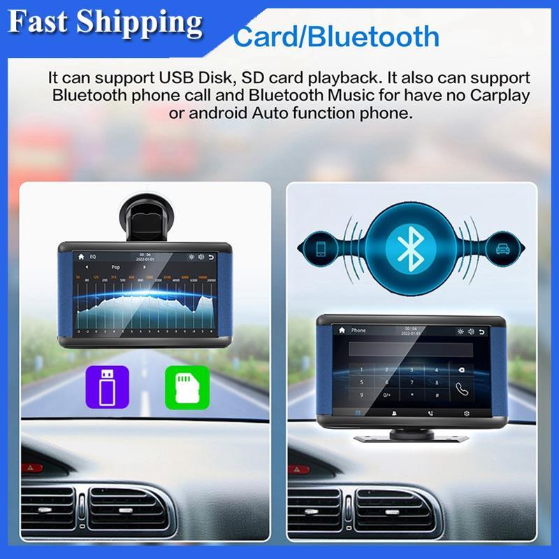 7Inch Car Capacitive Touch Navigation Screen Wireless Carplay And Android Auto Car Portable Player With AHD Camera,A Accessories