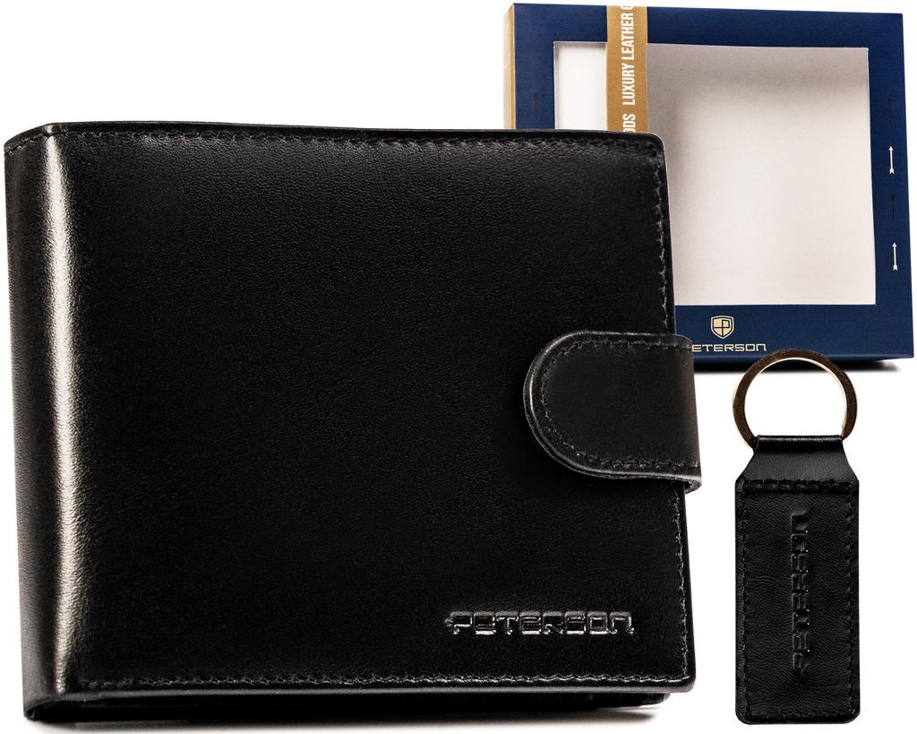 Gift Set: Men's Leather Wallet and Keychain - Peterson